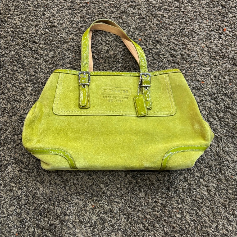 Coach Lime Green Suede Tote